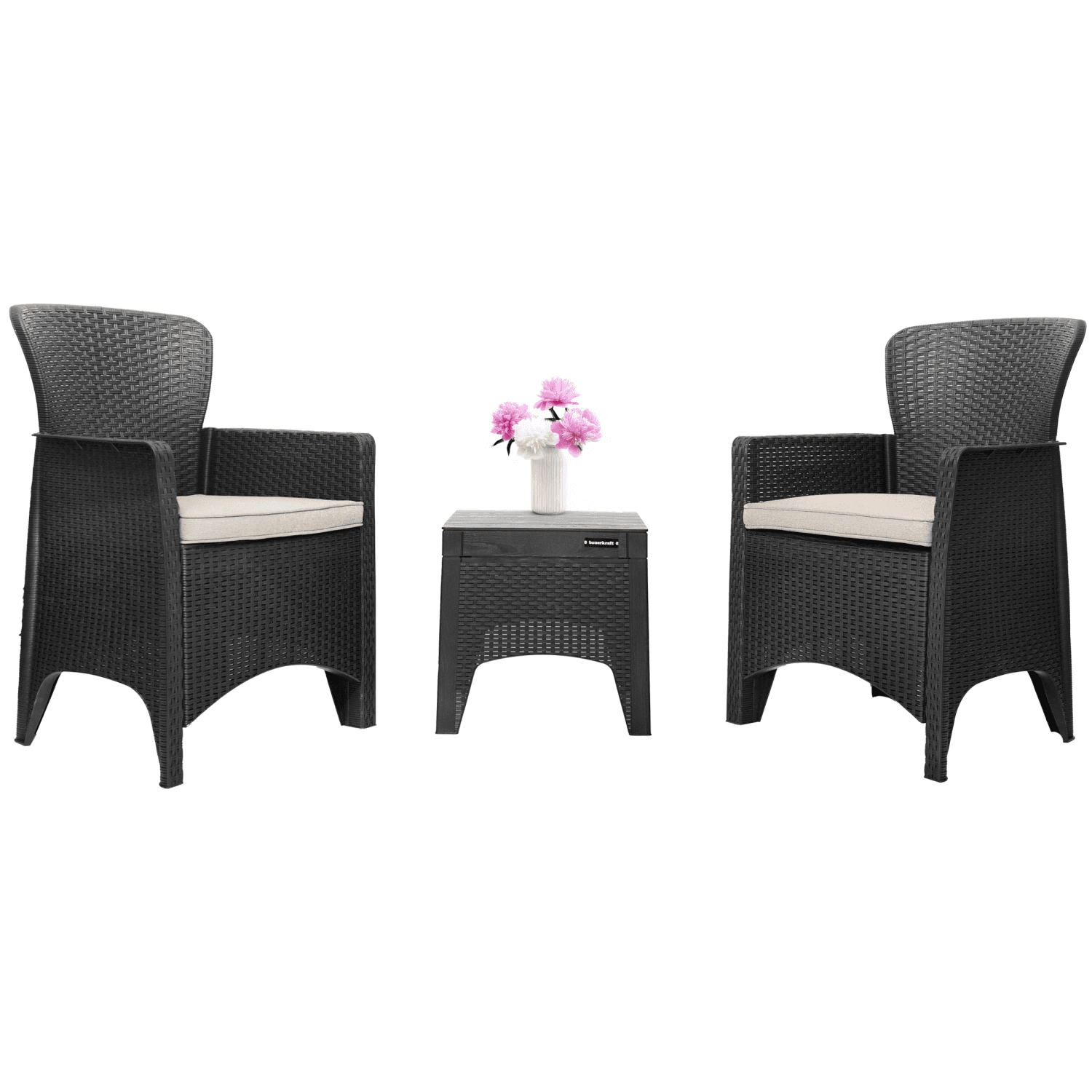 Zestaw mebli ogrodowych na taras balkon 2 fotele + stolik czarne